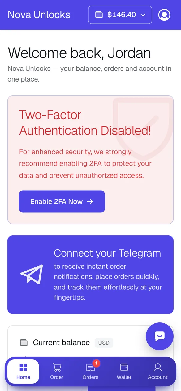 Customer portal on a phone